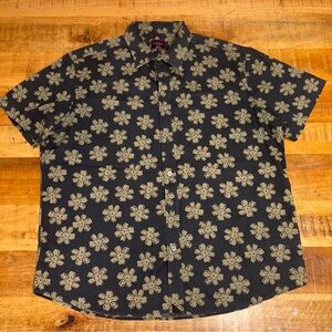 UNTUCKit Shirt Mens XL Black Dorado Floral Hawaiian Geometric Print